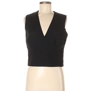 EUC Gianfranco Ferre Studio Black Wool Silk Lined V-Neck Sleeveless Blouse Sz 8